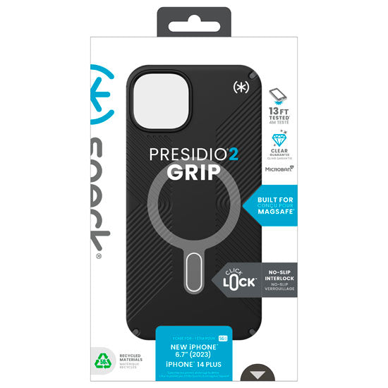 Presidio2 Grip Click-Lock iPhone 15 Plus/14 Plus Noir/Gris